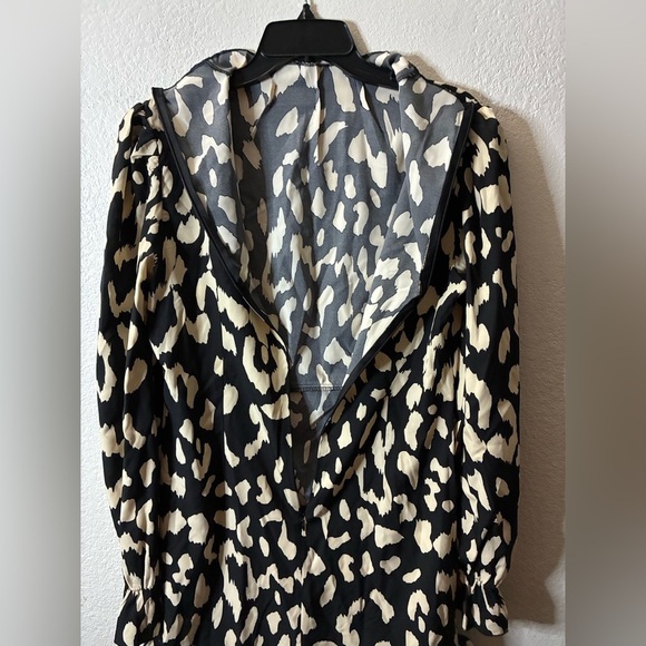 🆕Yozy Long Sleeve Stand Collar Mock Neck Flounce Sleeve Ruched Ruffle Dress L🆕 - Picture 11 of 16